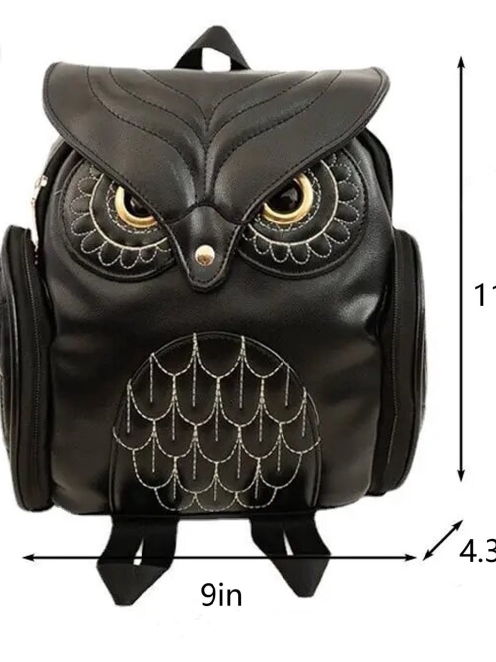 Black owl backpack is a versatile novelty backpack bag multi pocket, NWOT - Picture 7 of 11